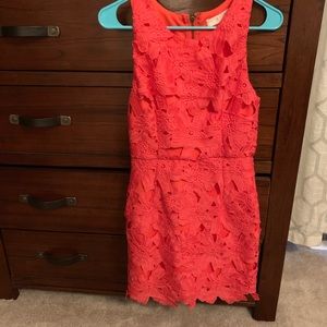 Orange/Coral lace overlay dress